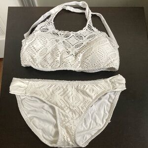 White Lace Halter Bikini Set